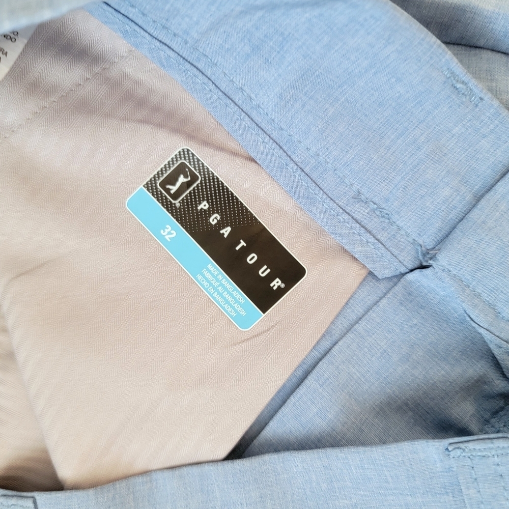 Men's PGA Tour Light Blue Heather Blue Flat Front Golf Shorts Size 32 - Picture 4 of 5